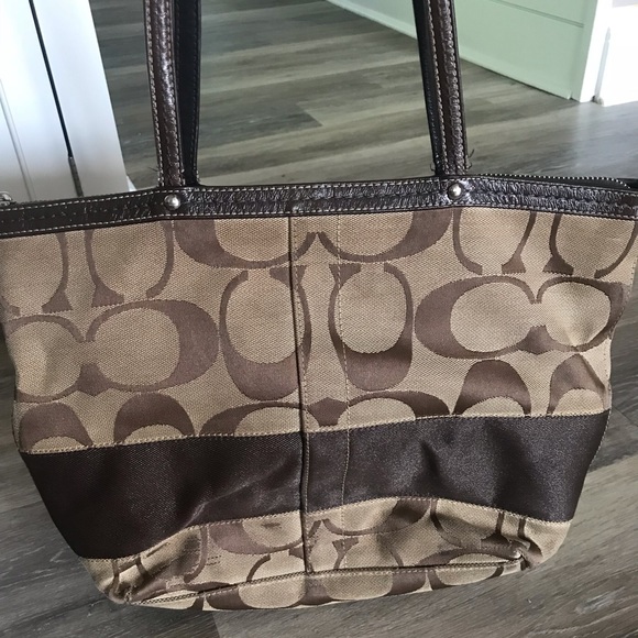 Coach Signature Striped Tote Handbag - Picture 2 of 7